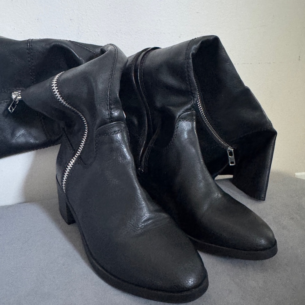 Black Leather Tall Boots